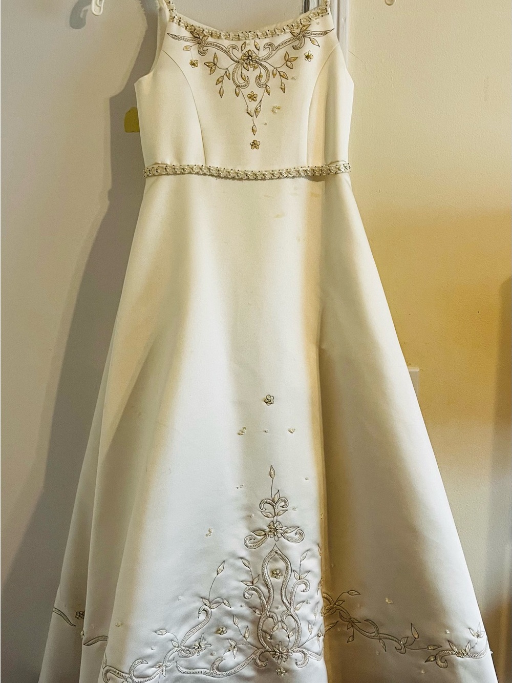 Ivory Formal Girls Dress with Gold Embroidery